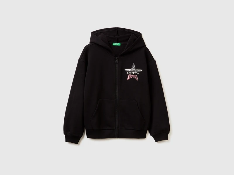 Sweatshirt mit Reißverschluss und Pailletten