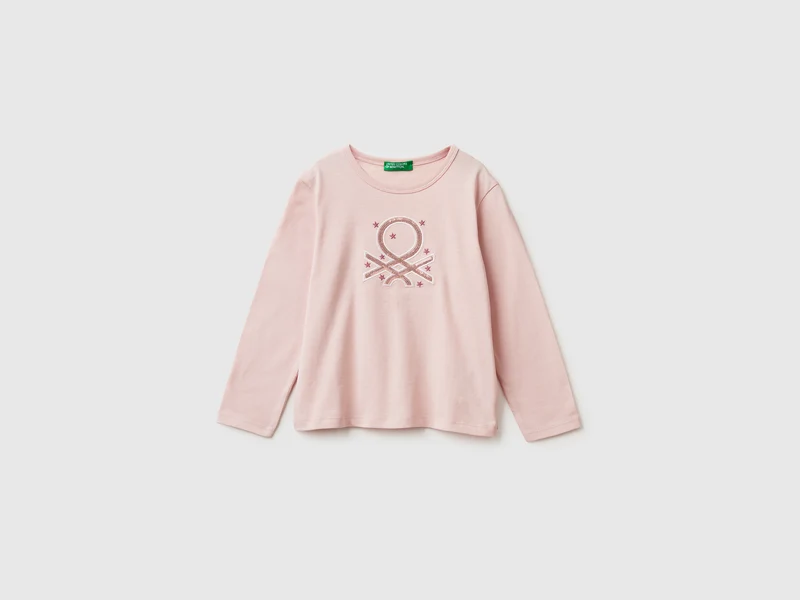 T-Shirt mit Print und Pailletten