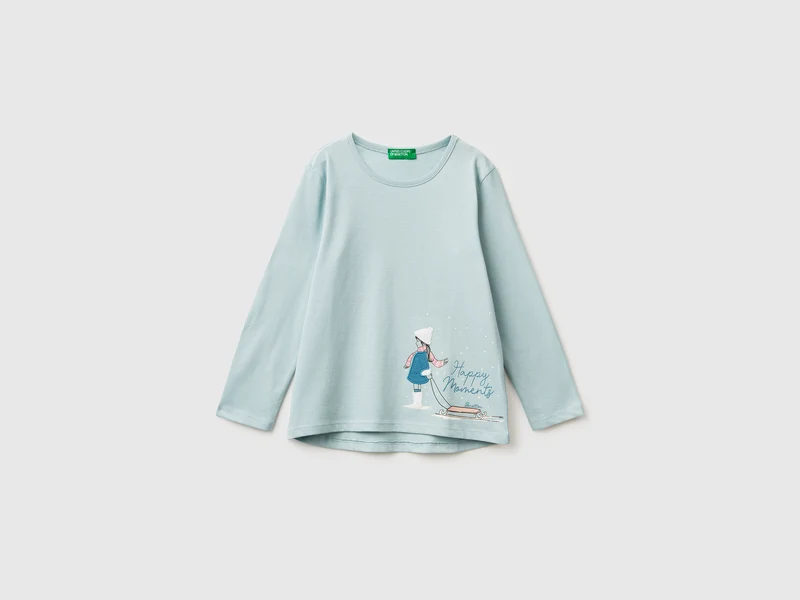 T-Shirt mit Aufdruck und Stickerei