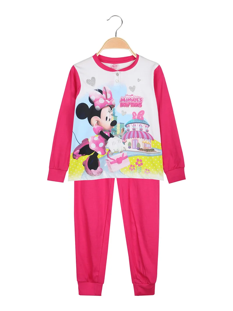 Minnie pigiama lungo da bambina in cotone - fucsia