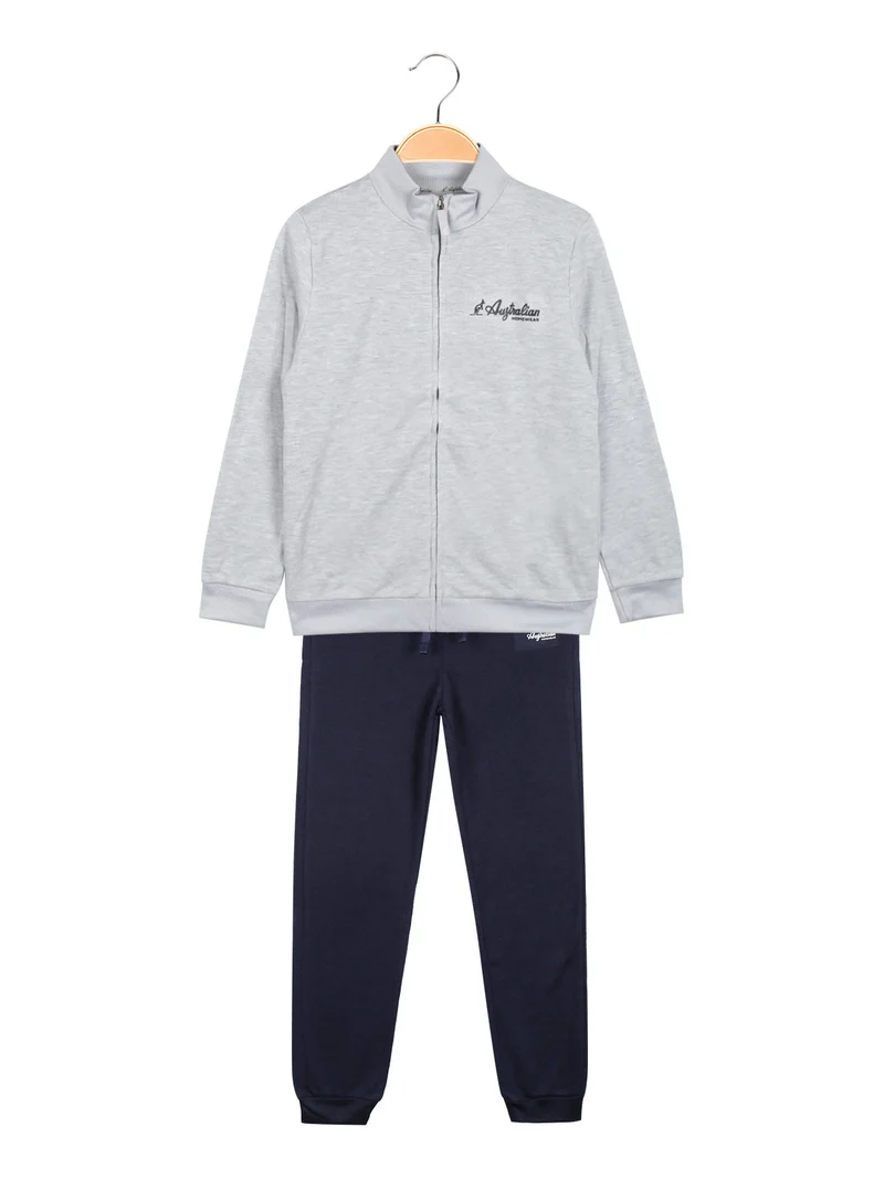 Completo tuta sportiva da bambino 2 pezzi bicolor - grigio