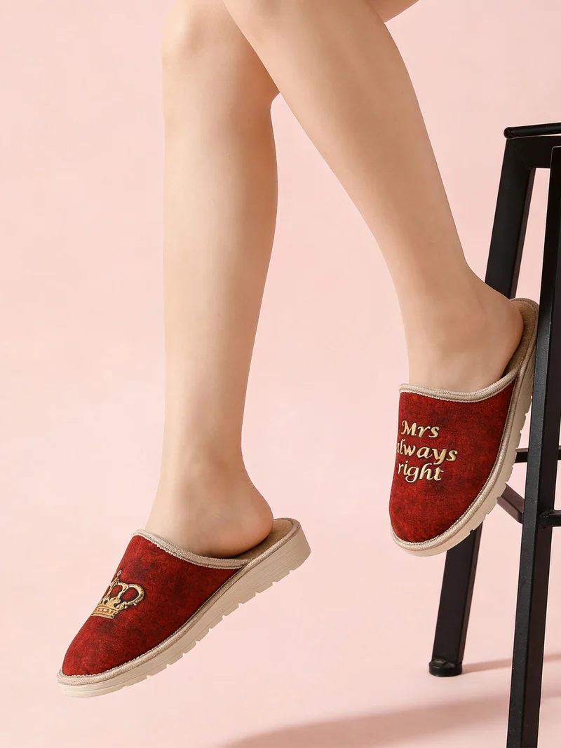 Pantofole donna in tessuto - rosso