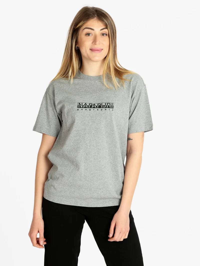 S BOX W SS T-shirt donna manica corta con scritta - grigio