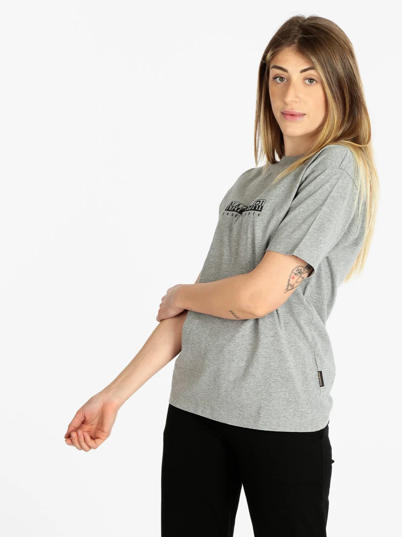 S BOX W SS T-shirt donna manica corta con scritta - grigio