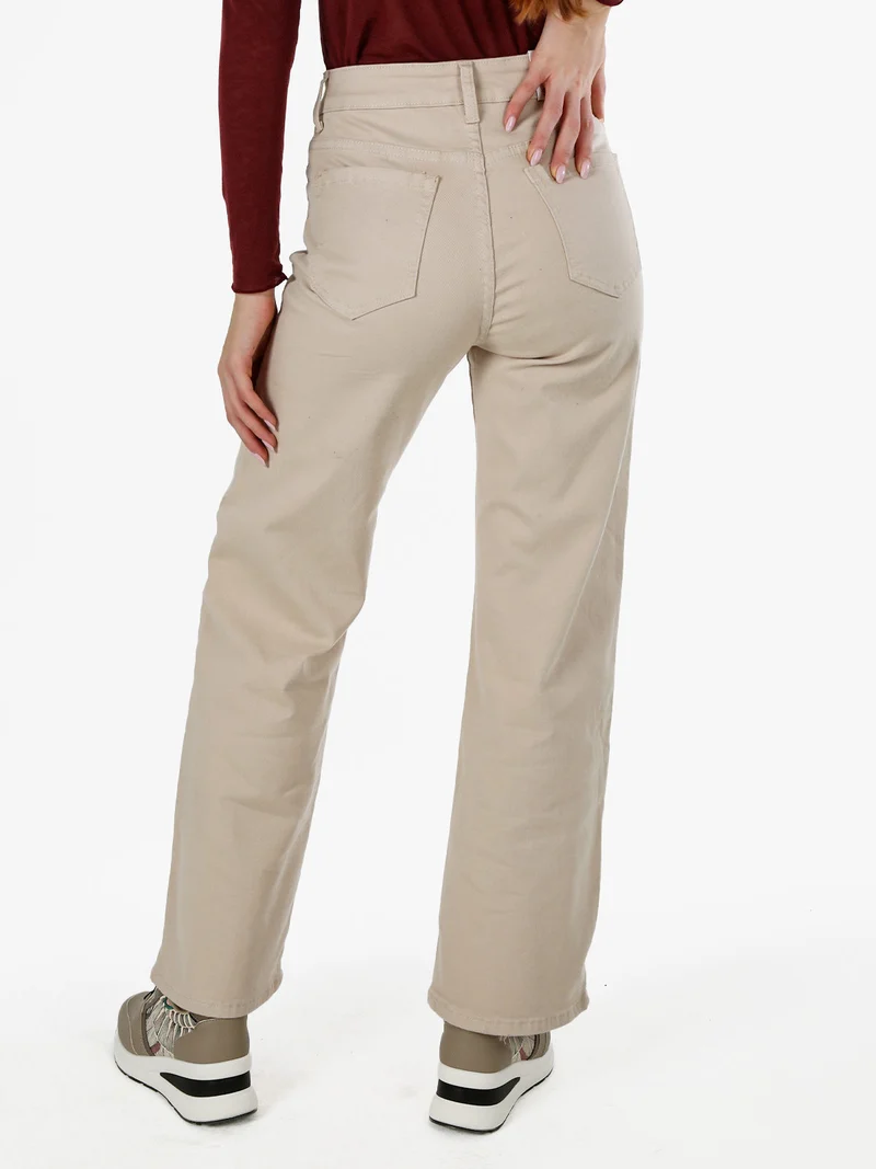 Pantaloni jeans da donna a gamba larga push-up - beige