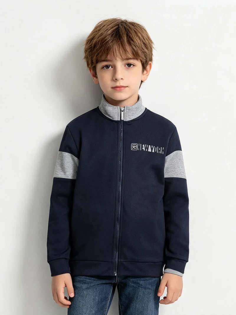 Felpa pesante da bambino full zip - blu scuro