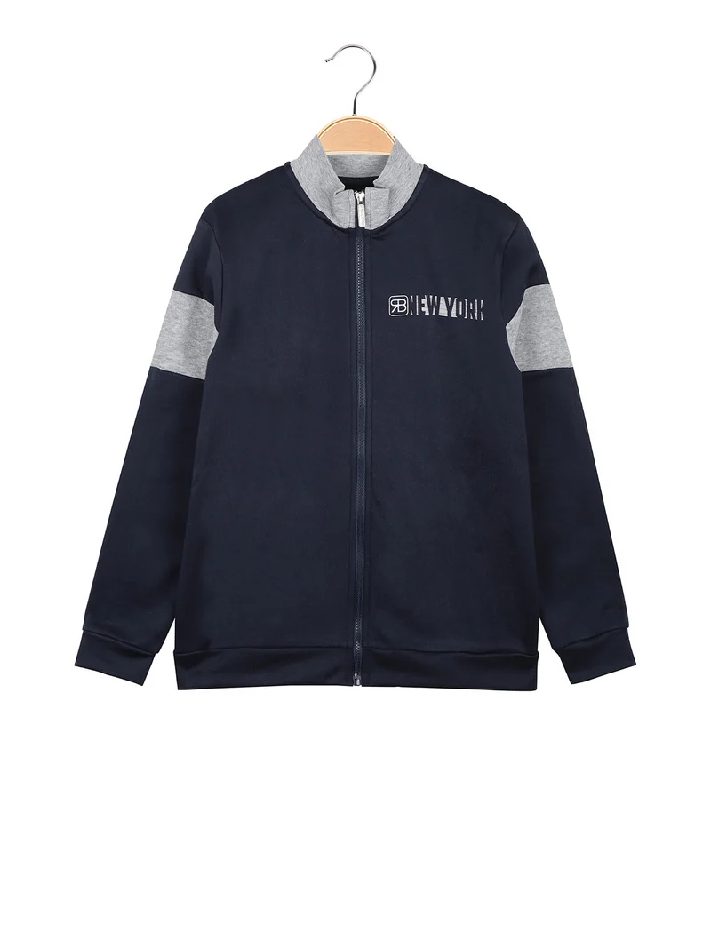 Felpa pesante da bambino full zip - blu scuro