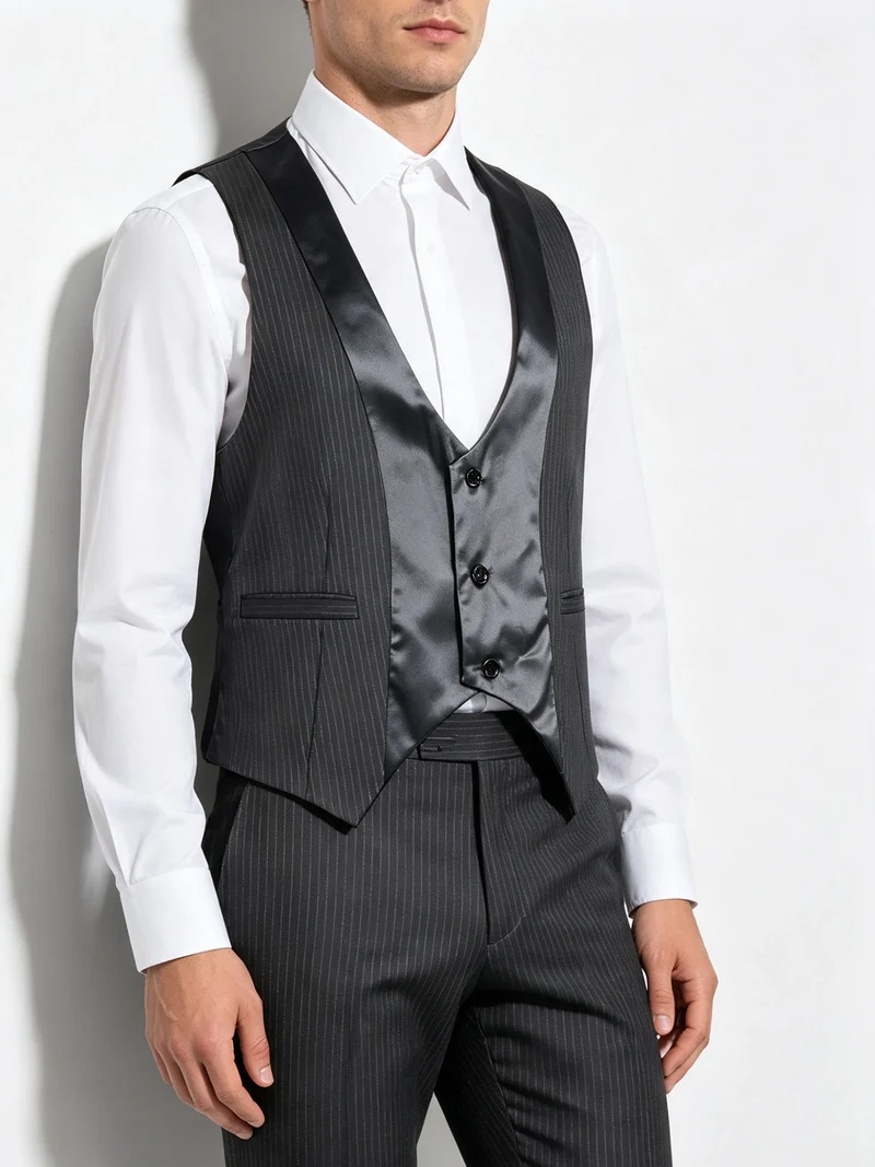 Gilet elegante gessato nero