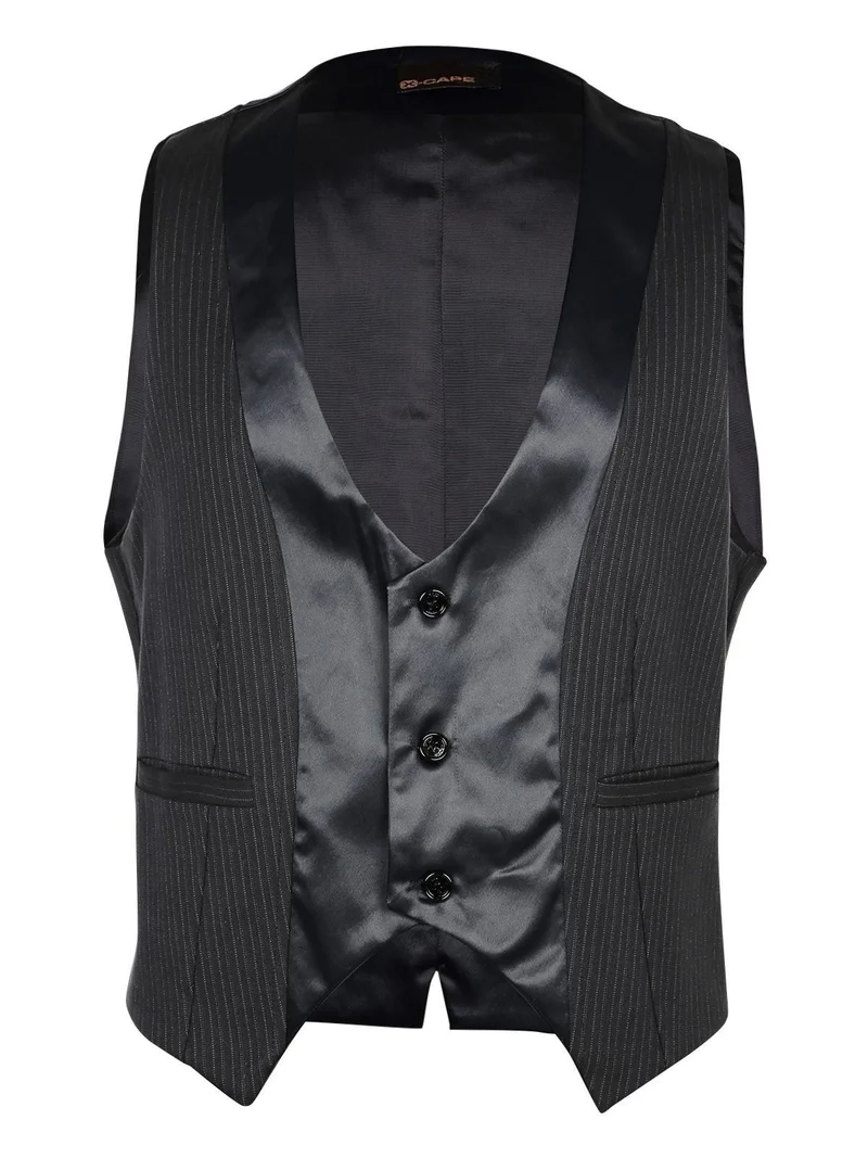 Gilet elegante gessato nero