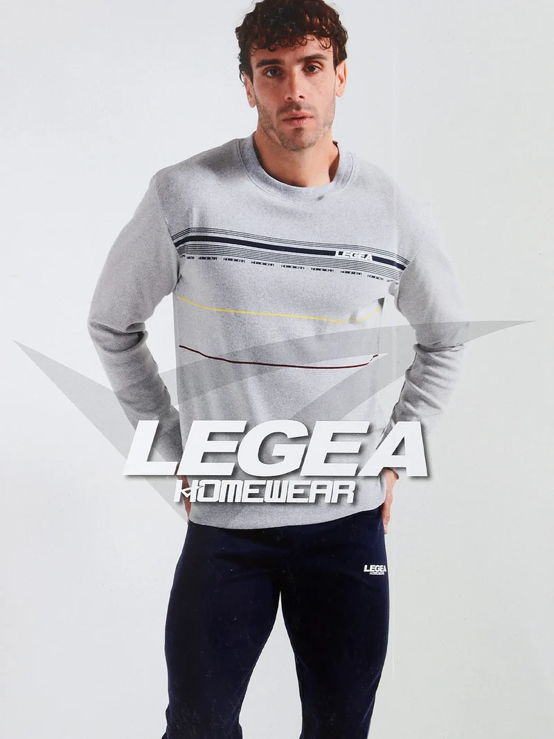 Pigiama lungo da uomo in misto cotone interlock - grigio