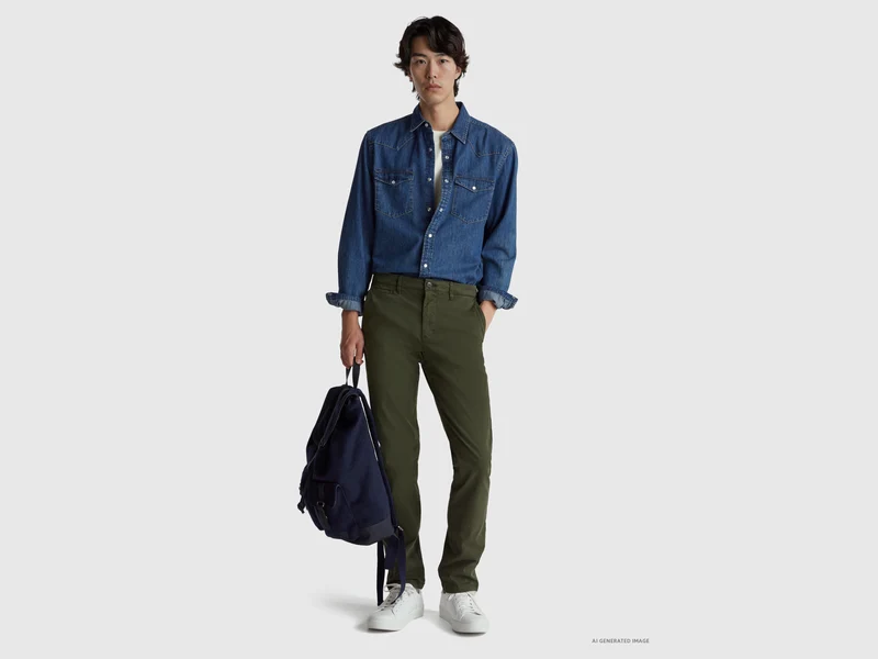 Dunkelgrüne Slim Fit Chinos