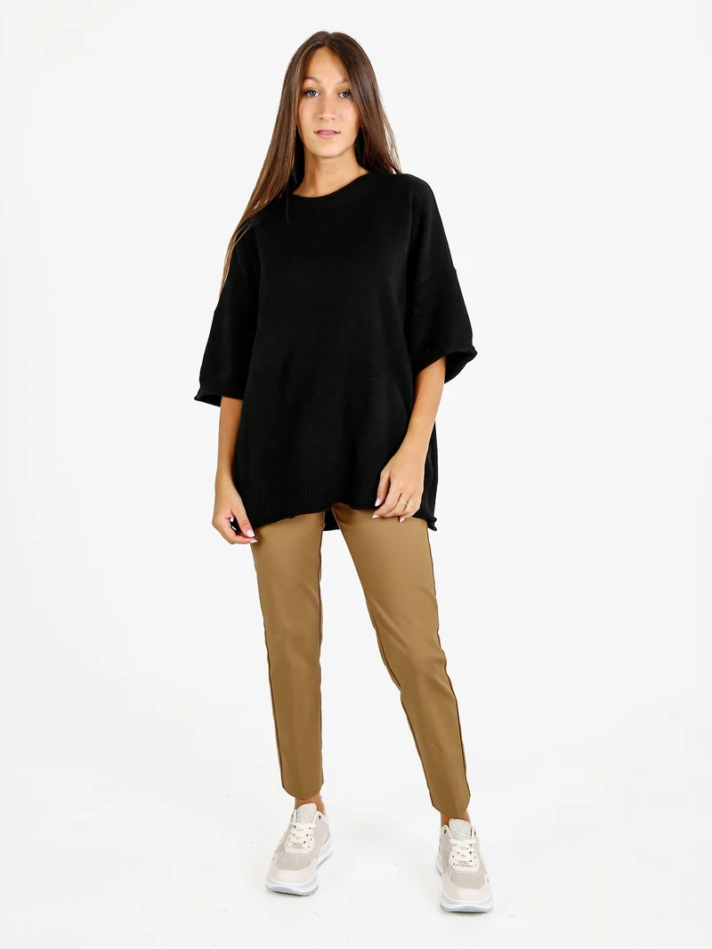 Pantaloni donna slim fit a sigaretta - marrone