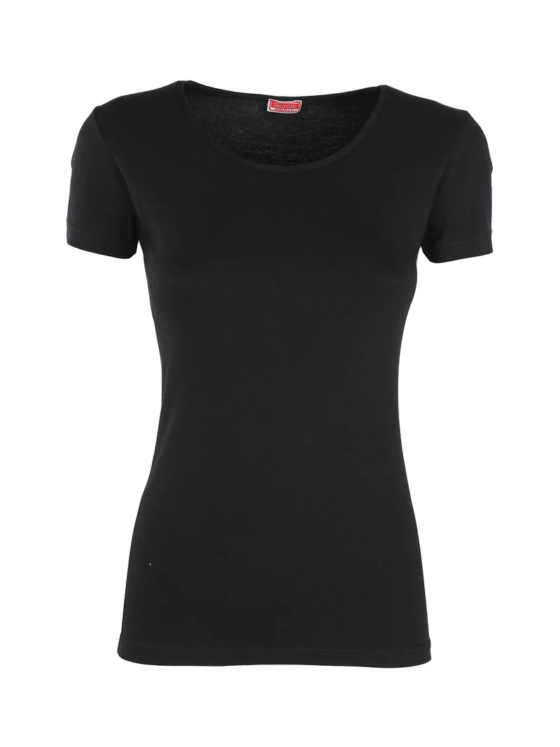 T-shirt intima girocollo da donna in cotone - nero