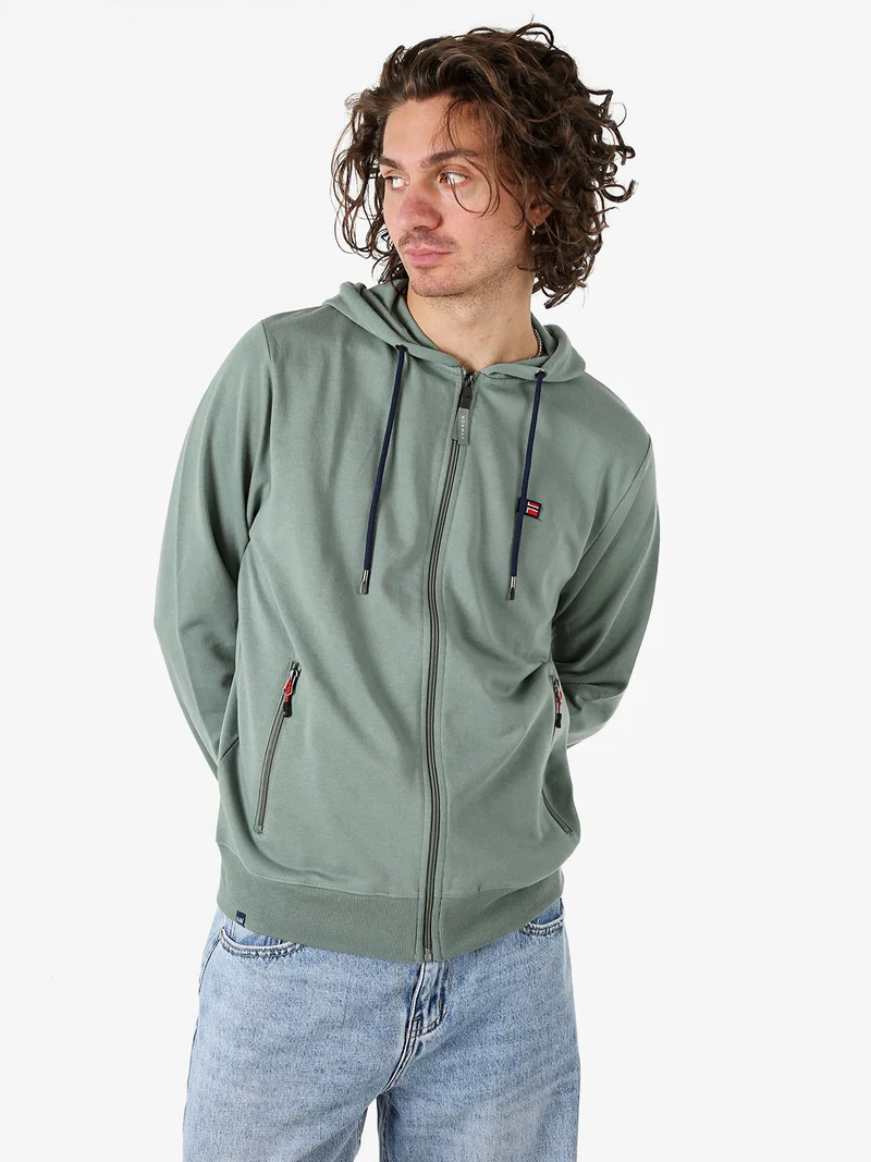 Felpa da uomo full zip con cappuccio - pistacchio
