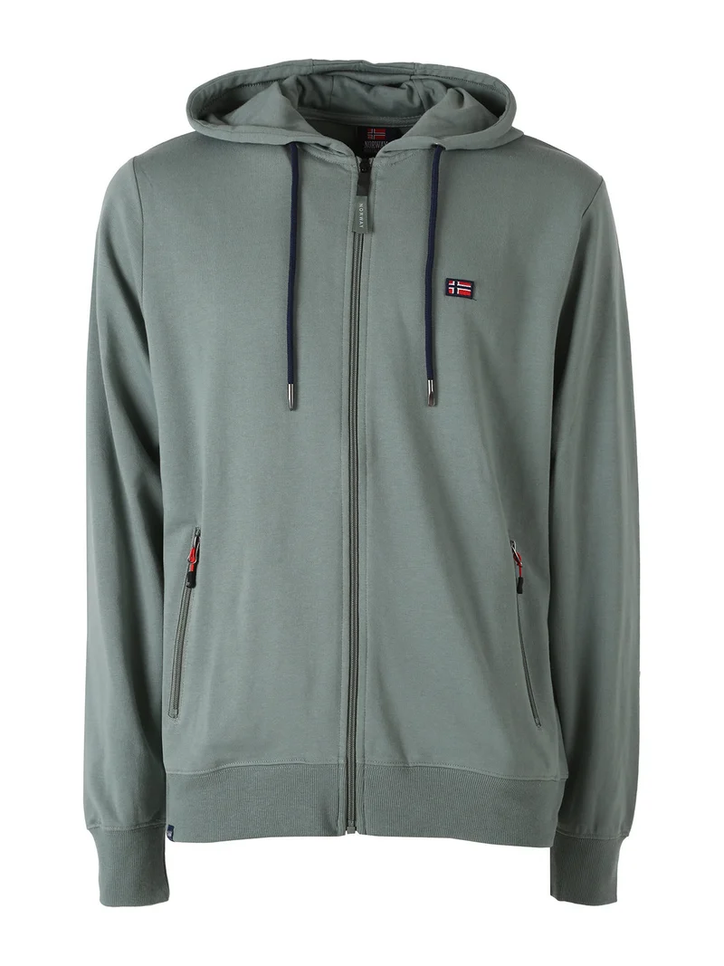 Felpa da uomo full zip con cappuccio - pistacchio
