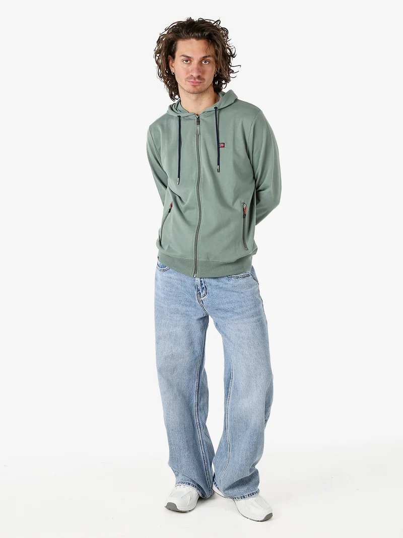 Felpa da uomo full zip con cappuccio - pistacchio