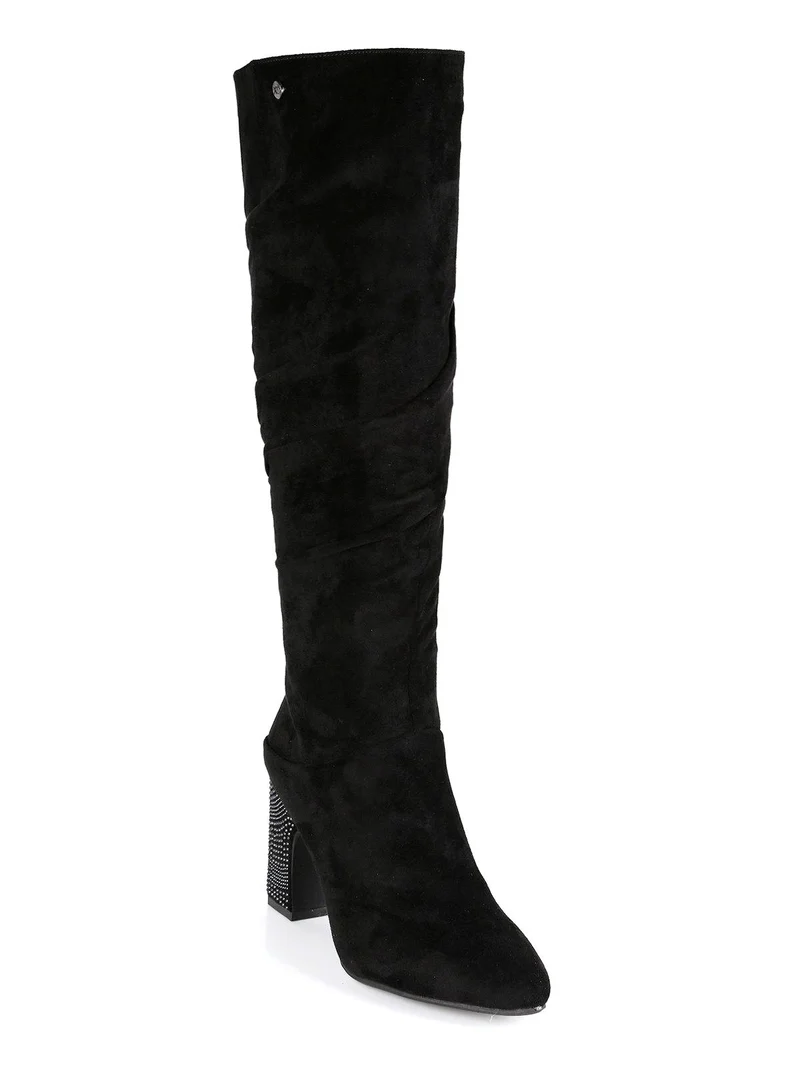 Stivali alti donna con tacco - nero