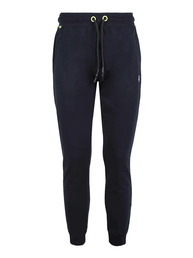Pantaloni da uomo in felpa con coulisse e polsini - blu scuro