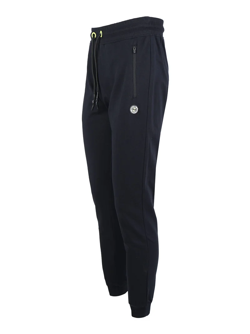Pantaloni da uomo in felpa con coulisse e polsini - blu scuro