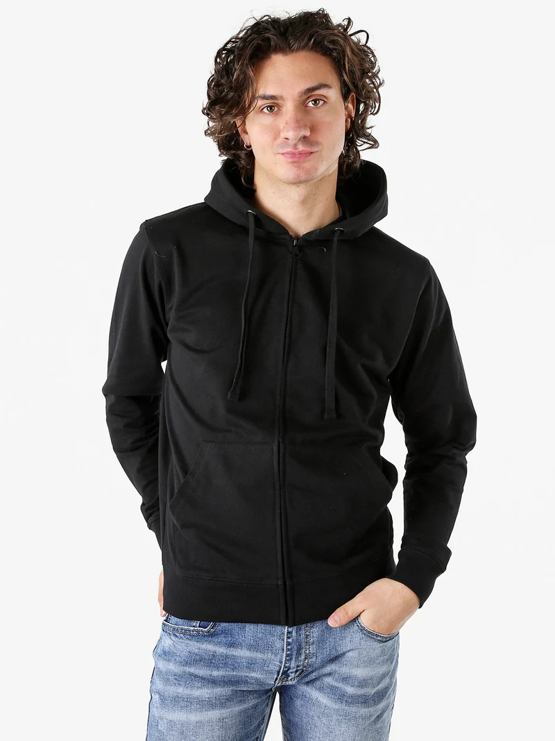 Felpa da uomo full zip con cappuccio - nero