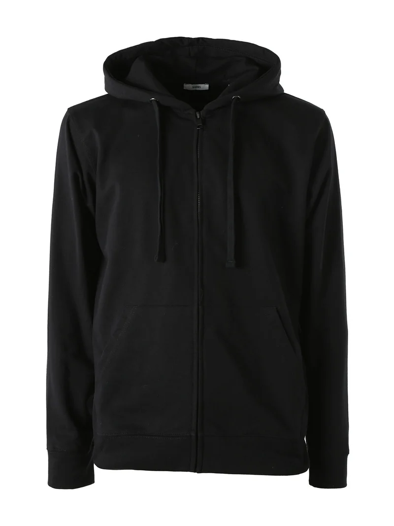 Felpa da uomo full zip con cappuccio - nero