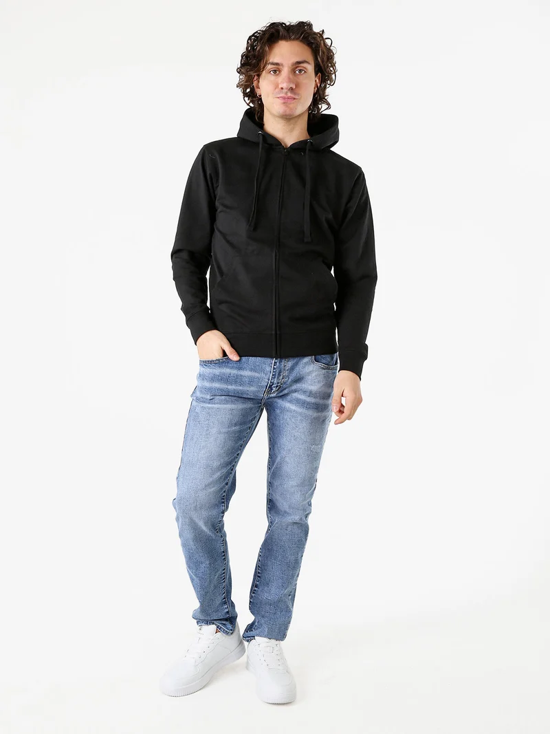 Felpa da uomo full zip con cappuccio - nero