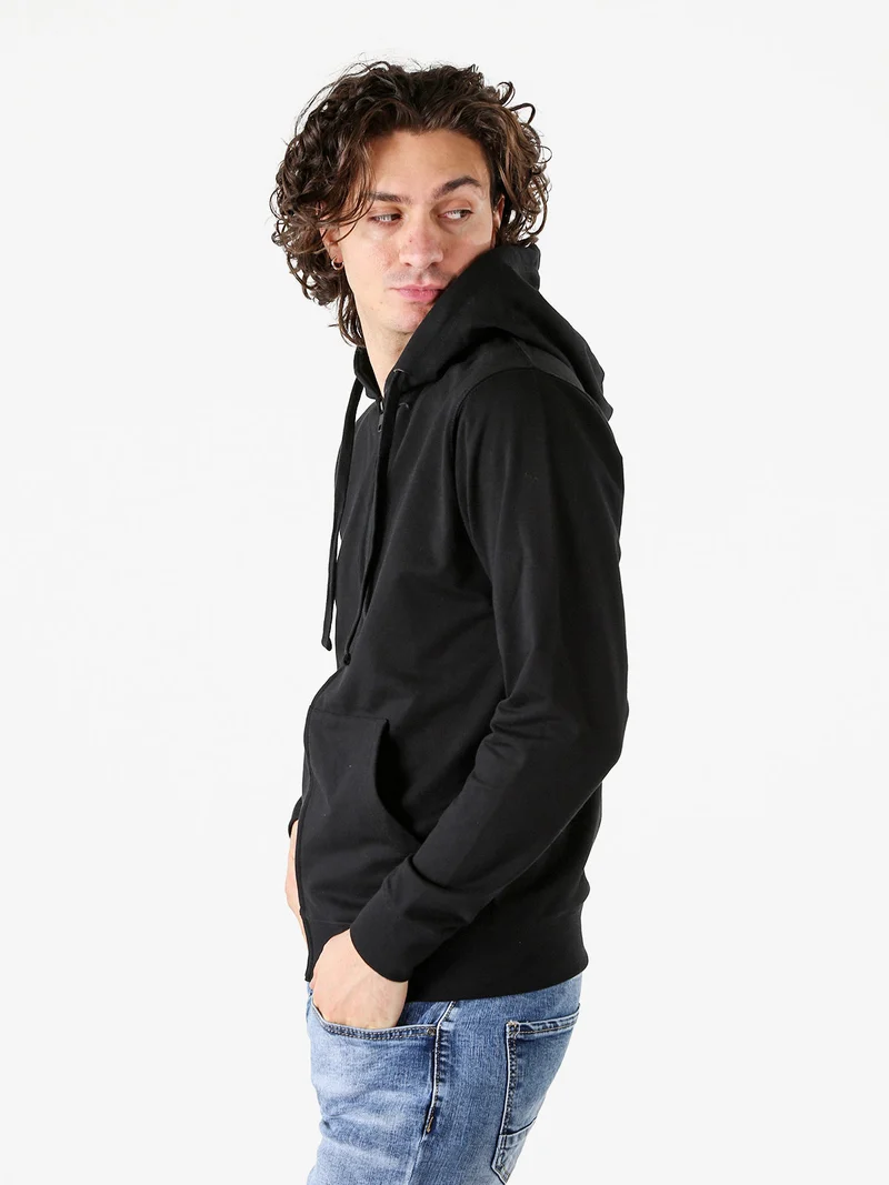 Felpa da uomo full zip con cappuccio - nero