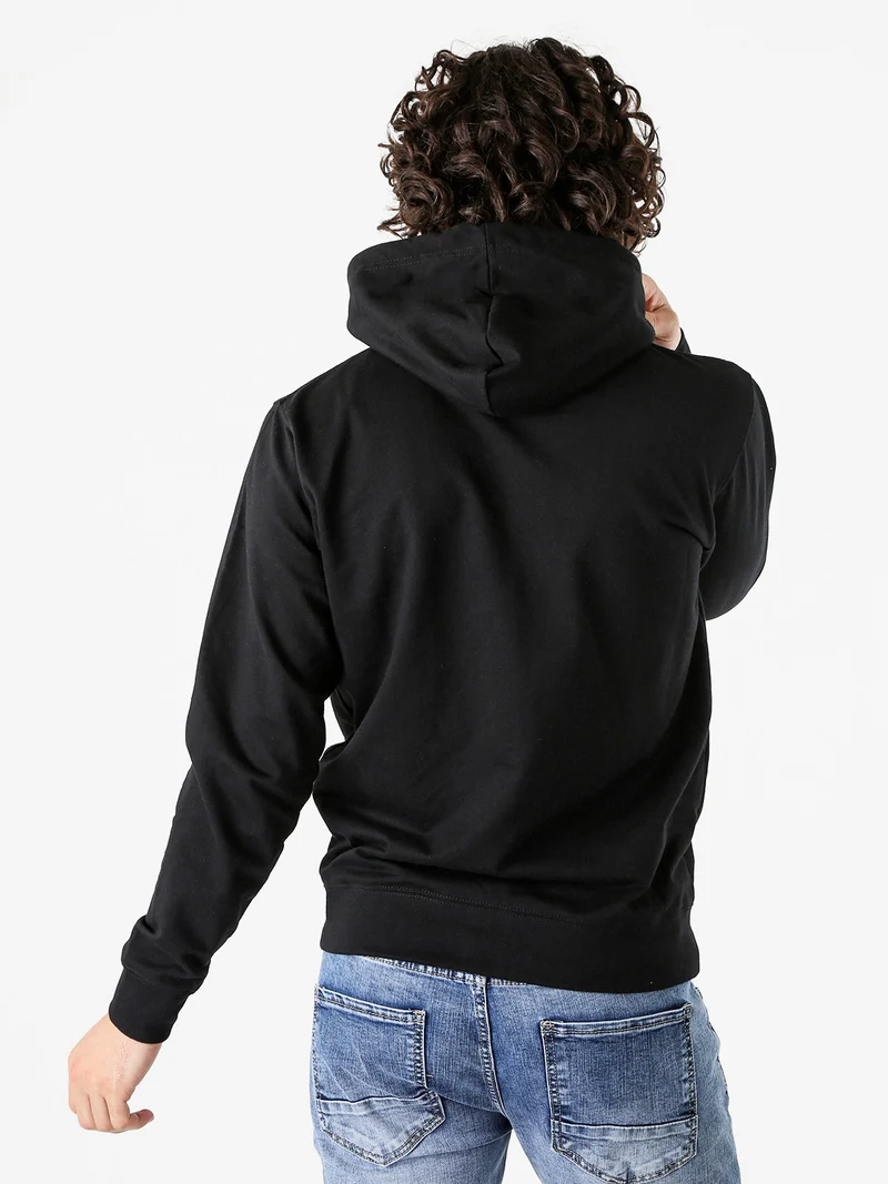 Felpa da uomo full zip con cappuccio - nero