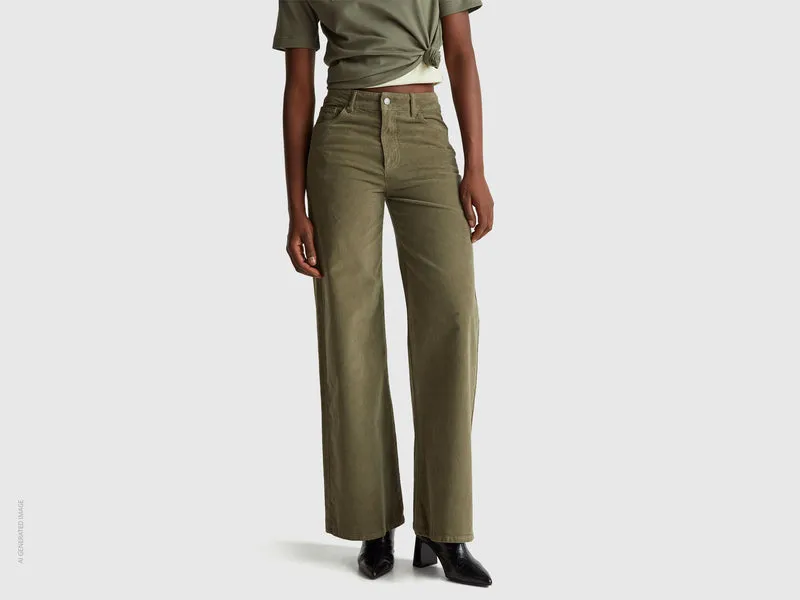 Hose wide fit aus Samt