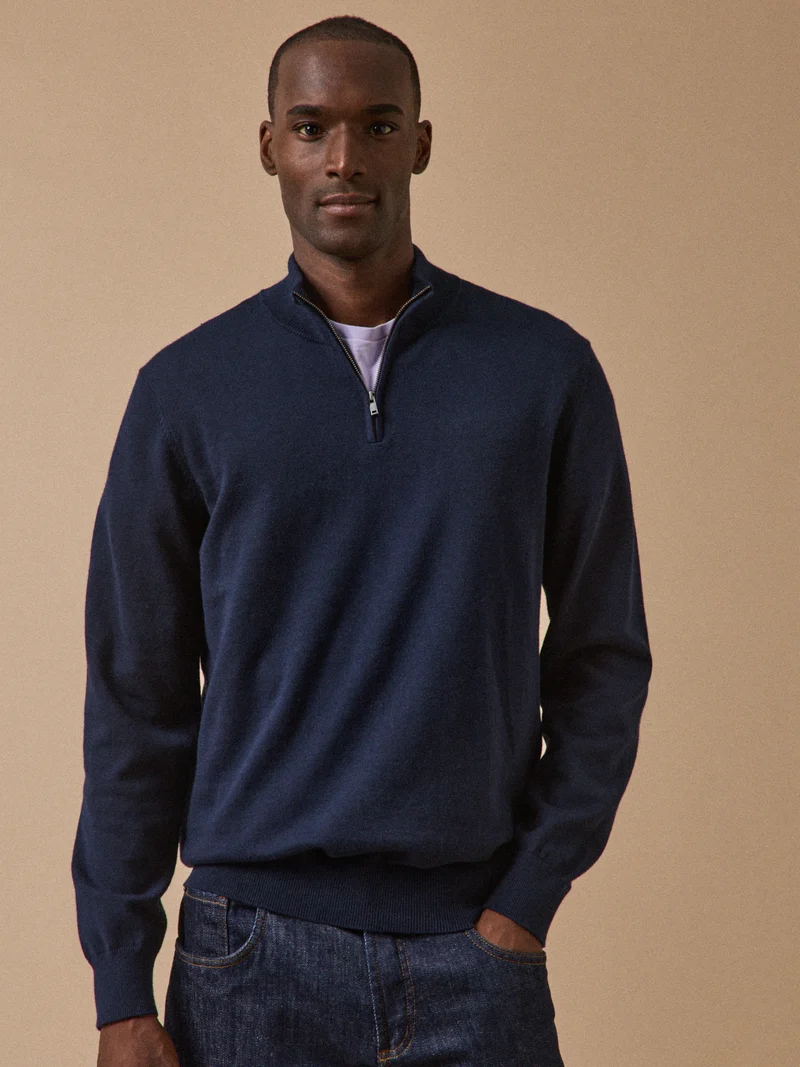 Herrenpullover mit Stehkragen aus Bio-Baumwolle und Cashmere