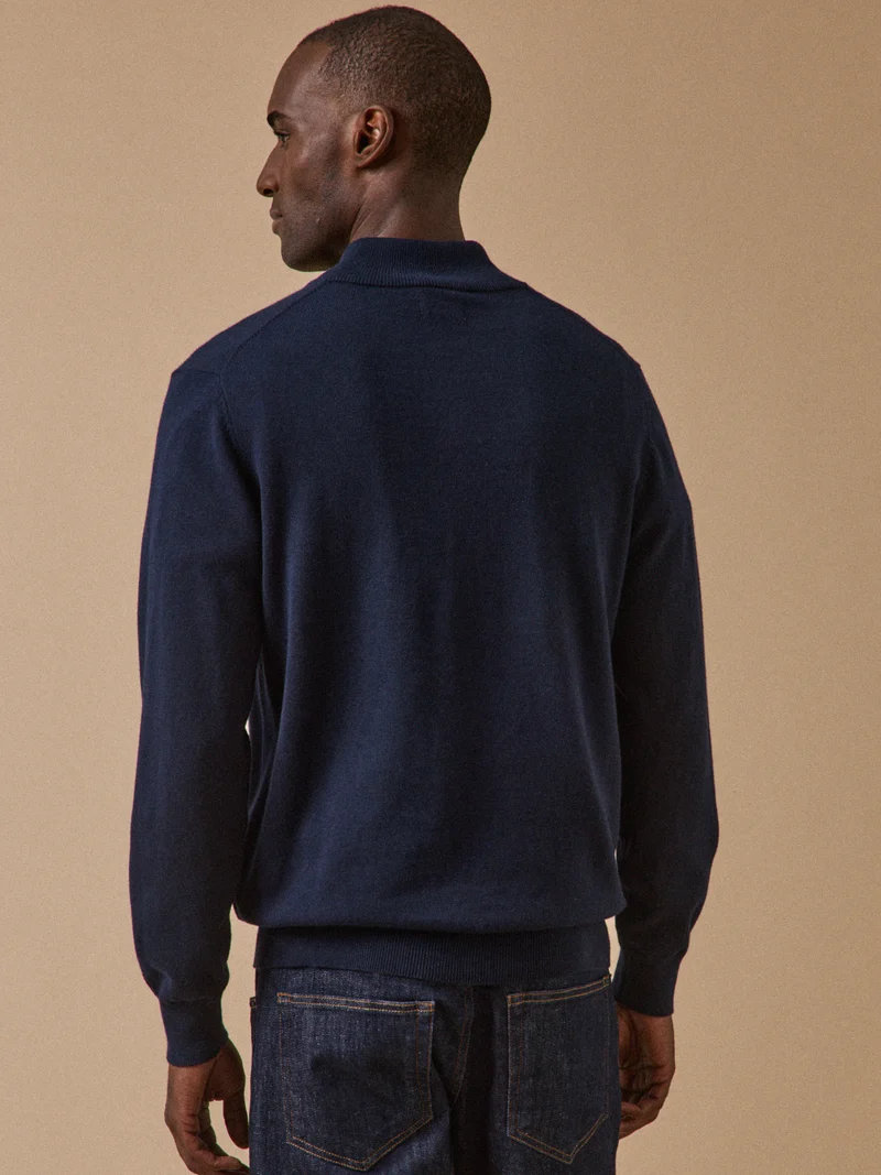 Herrenpullover mit Stehkragen aus Bio-Baumwolle und Cashmere