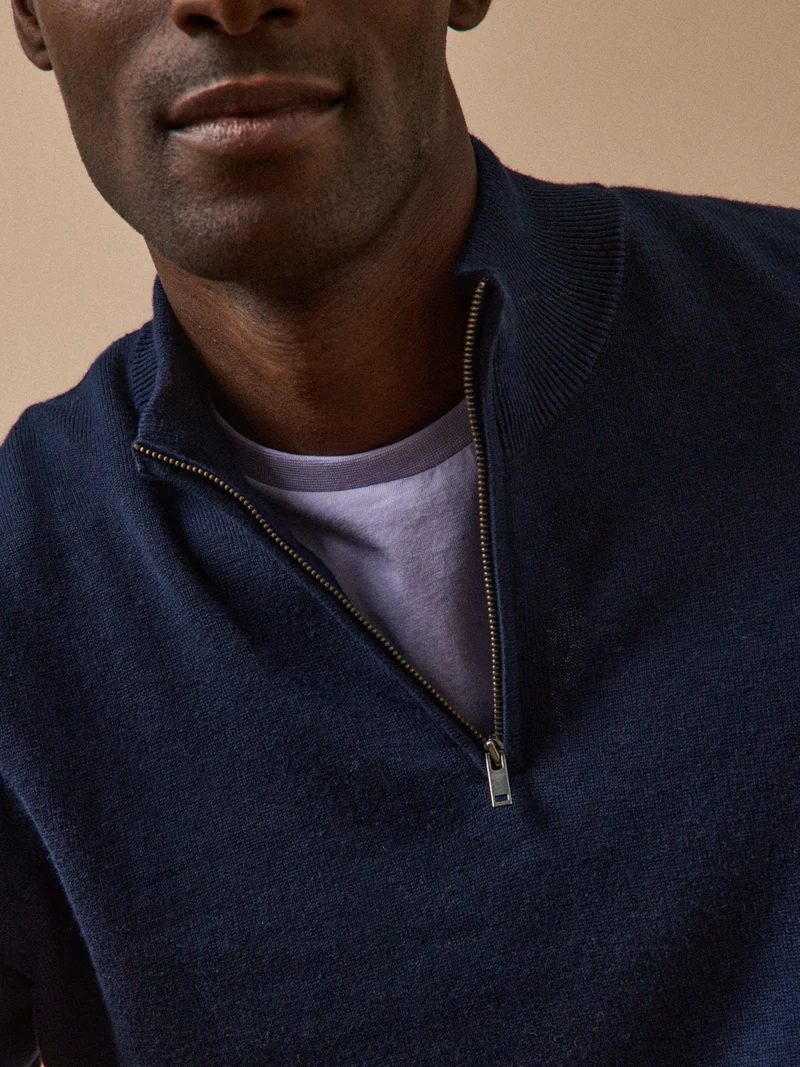 Herrenpullover mit Stehkragen aus Bio-Baumwolle und Cashmere