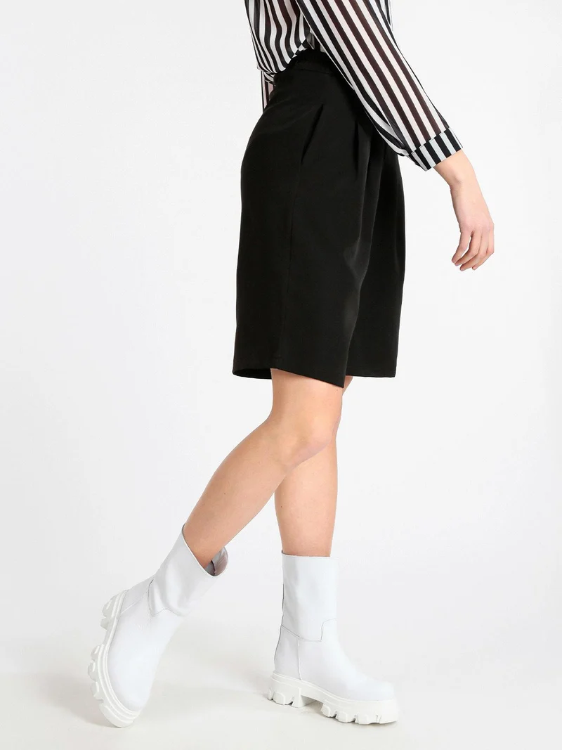 Shorts donna a vita alta - nero