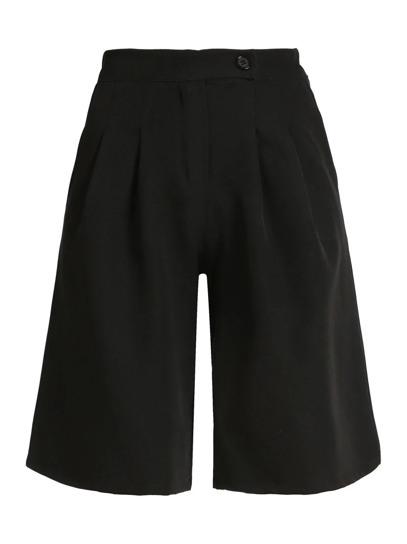 Shorts donna a vita alta - nero