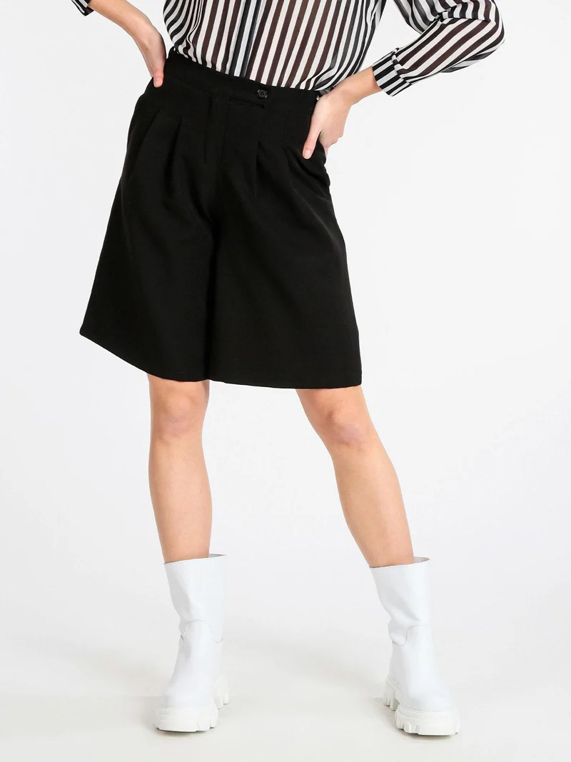 Shorts donna a vita alta - nero