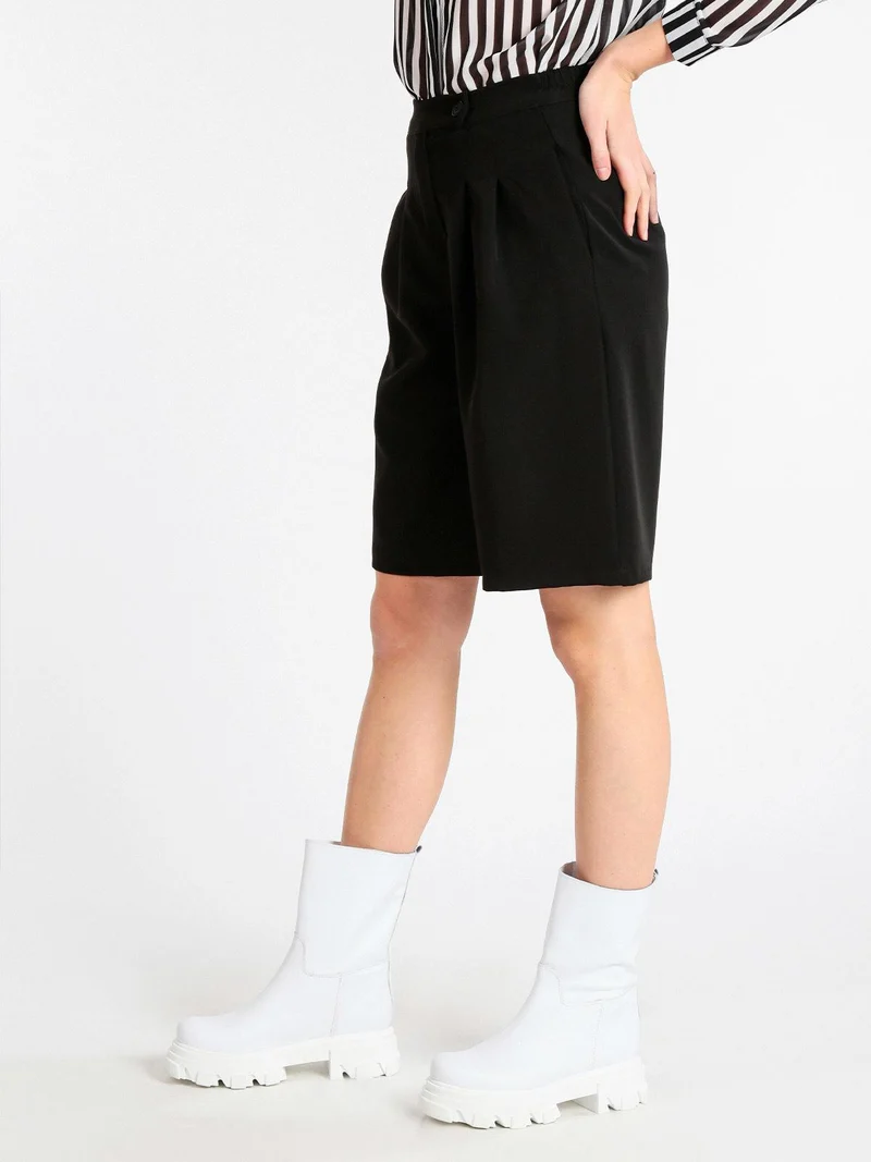 Shorts donna a vita alta - nero