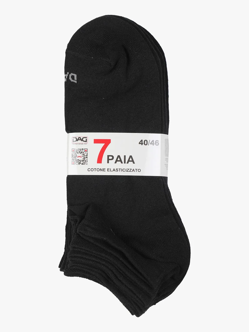 Set di 7 paia di calze da uomo in cotone - nero