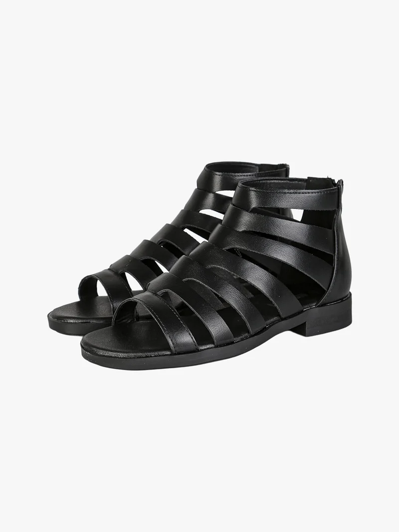 Sandali bassi da donna con cerniera sul retro - nero