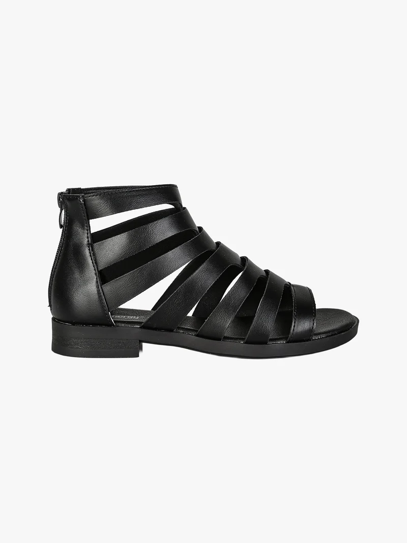 Sandali bassi da donna con cerniera sul retro - nero