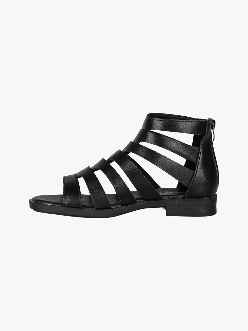 Sandali bassi da donna con cerniera sul retro - nero