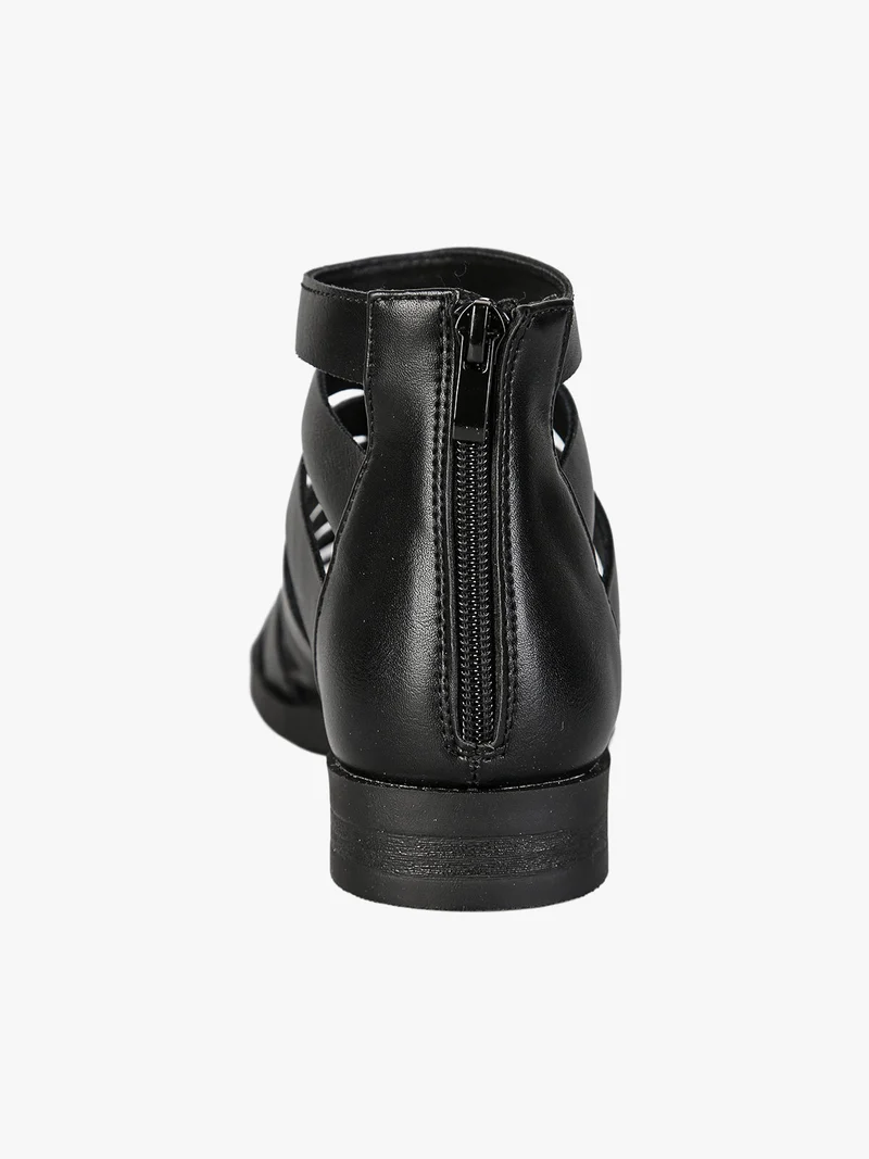 Sandali bassi da donna con cerniera sul retro - nero