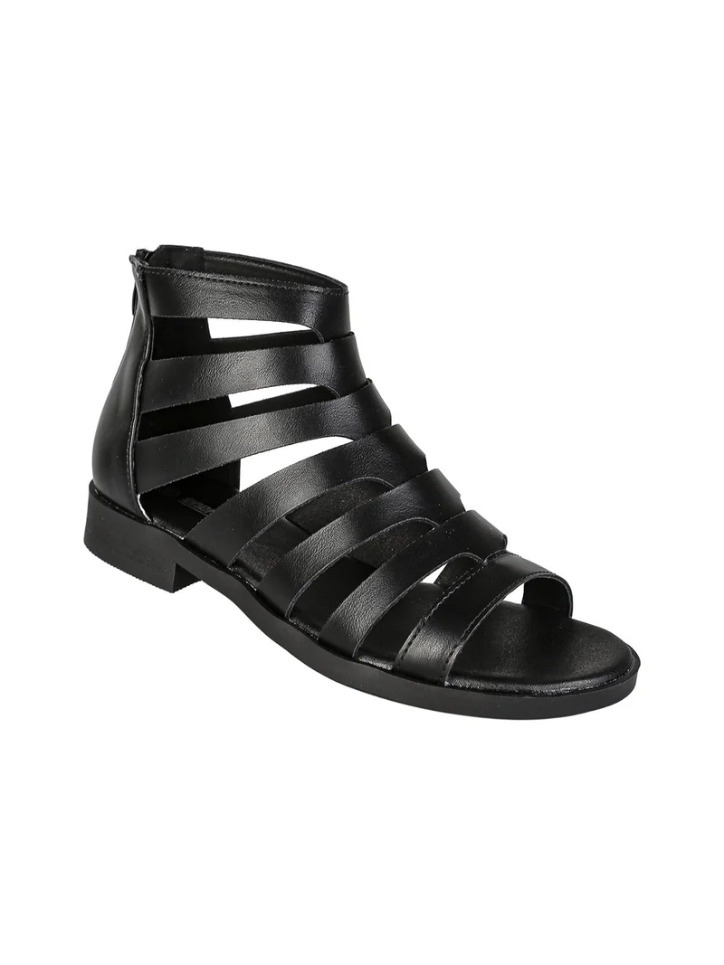 Sandali bassi da donna con cerniera sul retro - nero