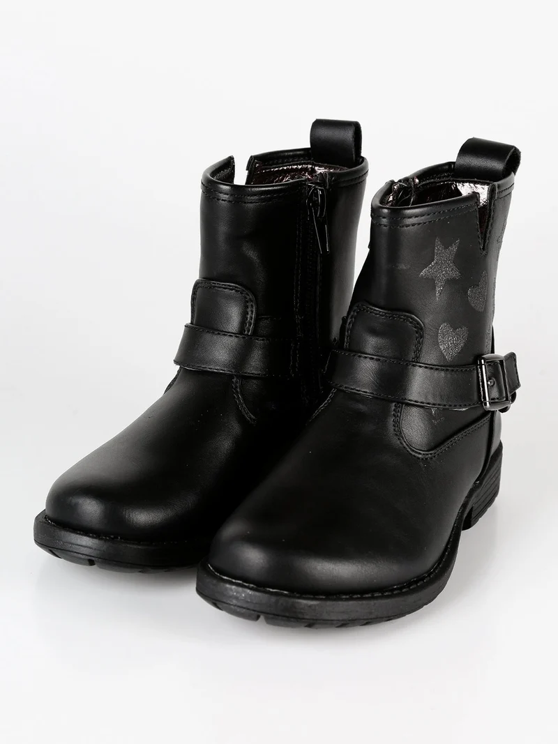 Stivaletti bambina con catena - nero
