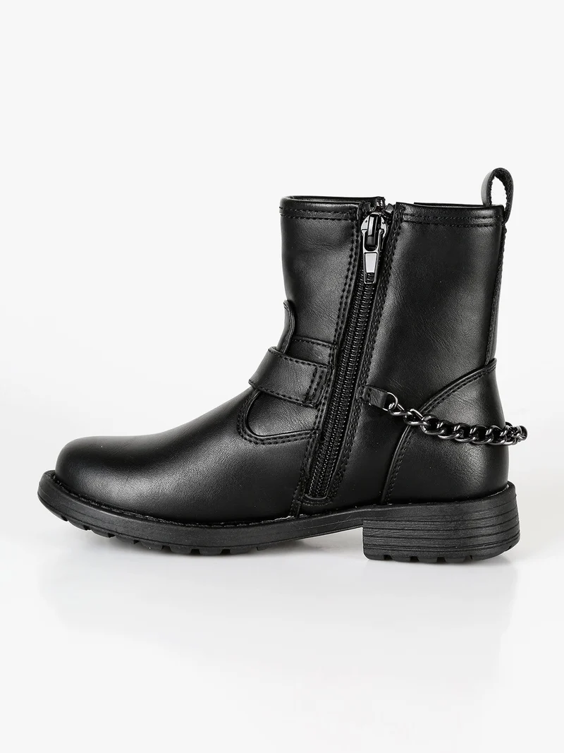 Stivaletti bambina con catena - nero
