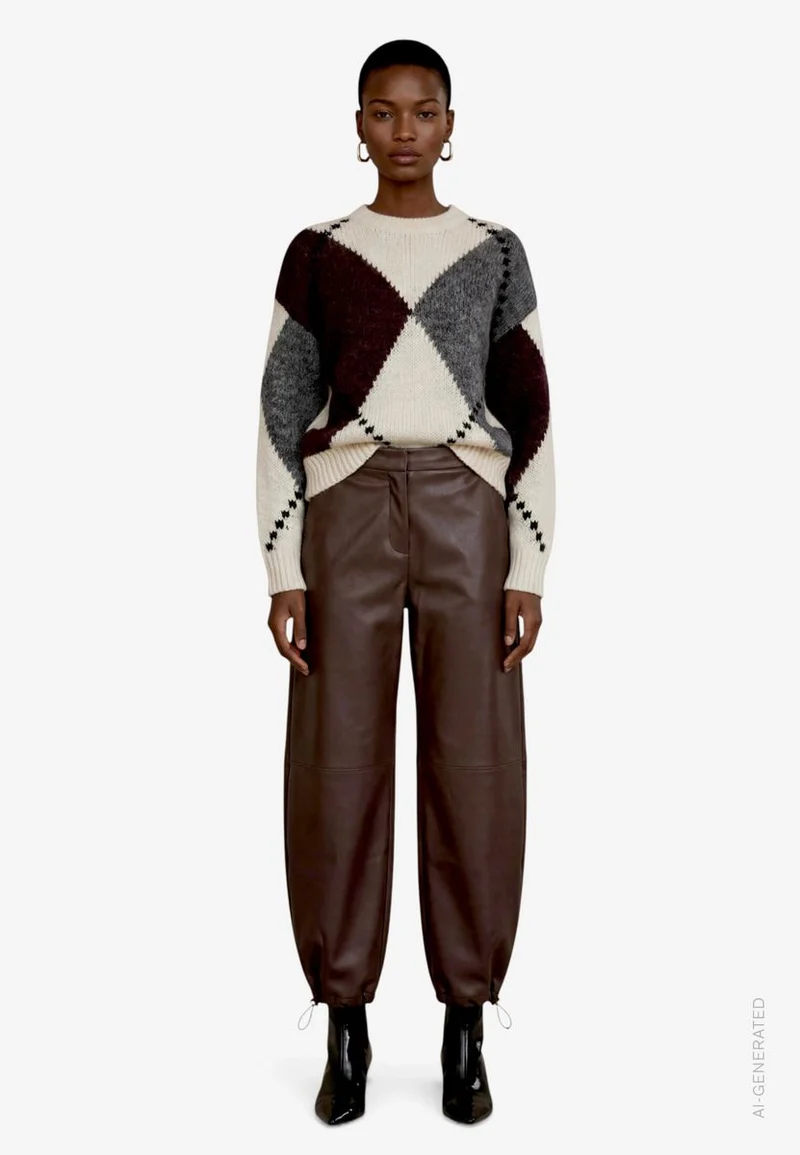 Grobstrick-Pullover mit Intarsie
