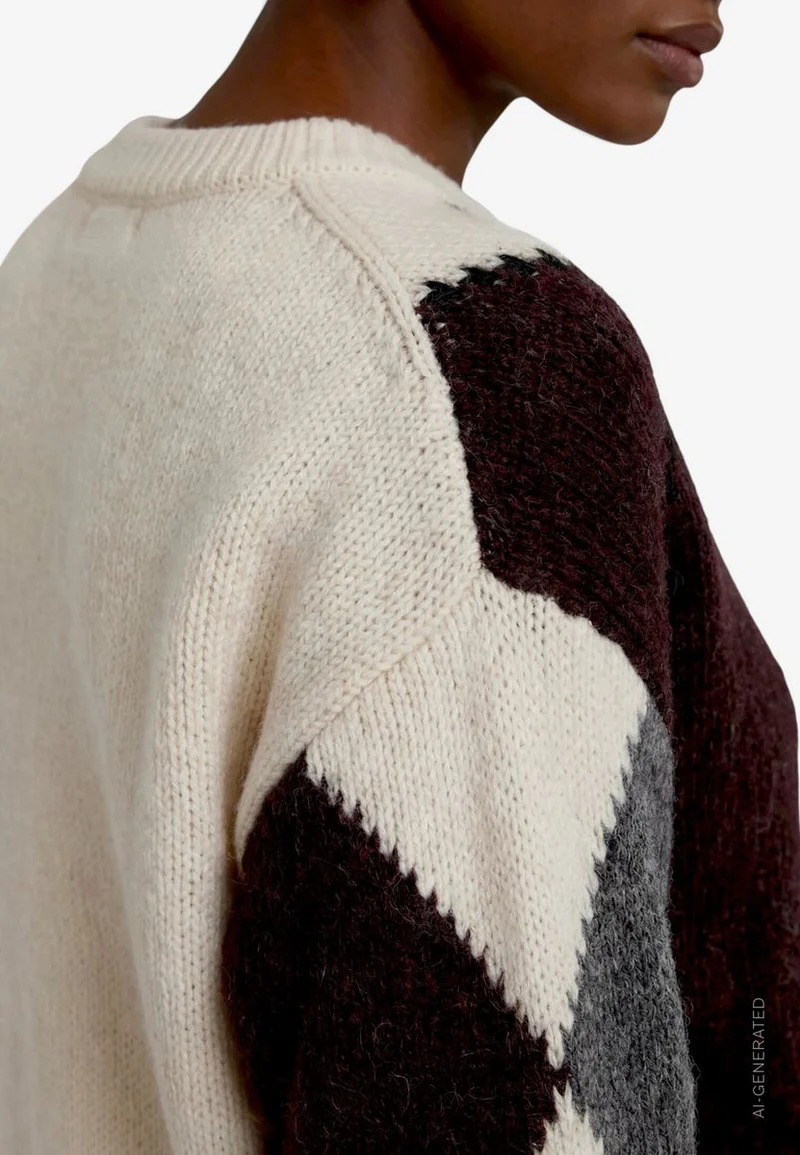 Grobstrick-Pullover mit Intarsie