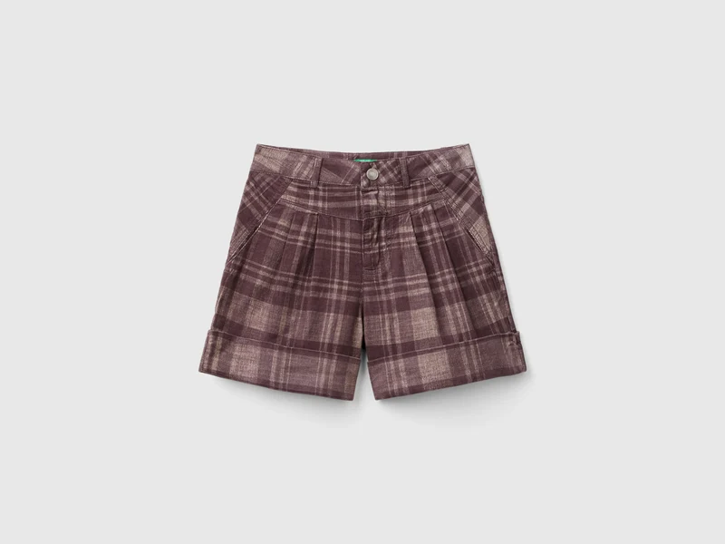 Tartan-Bermudashorts aus Samt