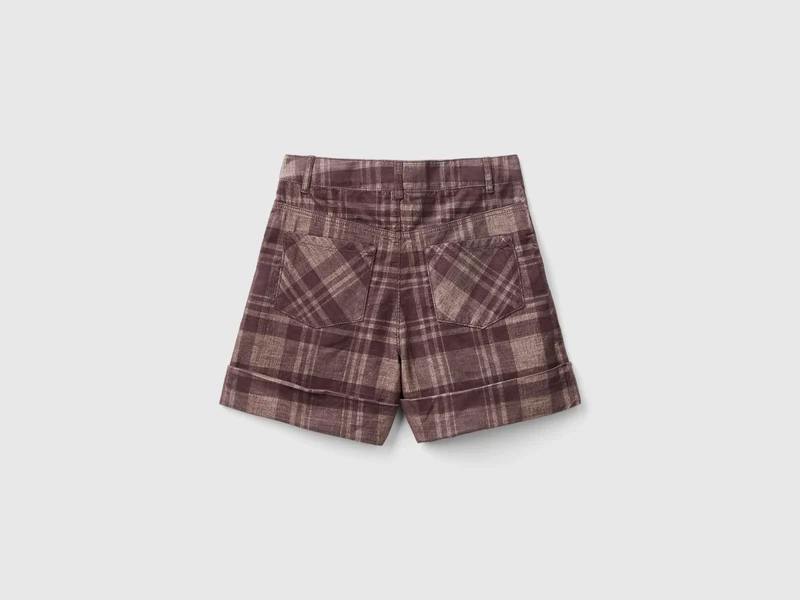 Tartan-Bermudashorts aus Samt