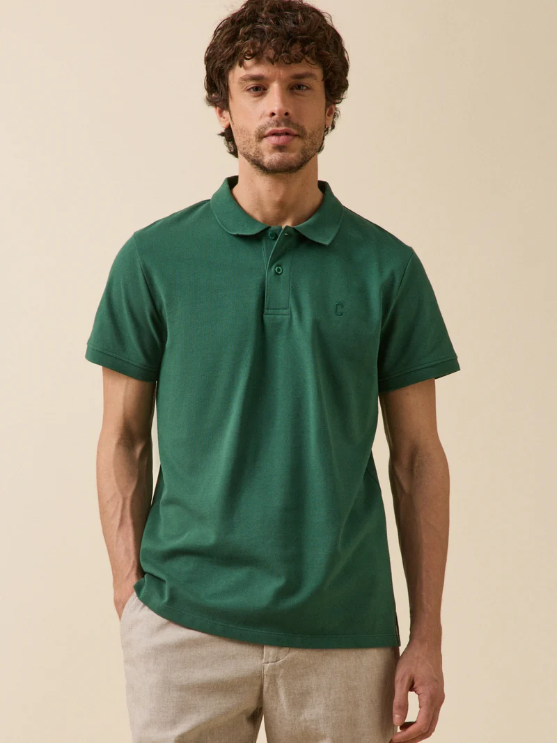 Einfarbiges Herren-Poloshirt aus Pikee aus Bio-Baumwolle