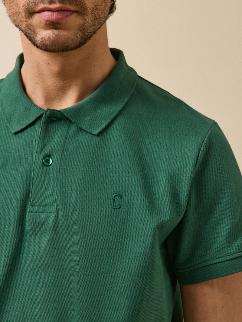 Einfarbiges Herren-Poloshirt aus Pikee aus Bio-Baumwolle